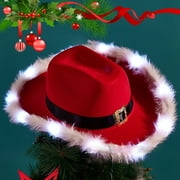 ARCTICICE Adult Light Up Cowgirl Hats LED Lights Santa Claus Christmas Cowboy Hat, Holiday Western Costume Accessory, White Light